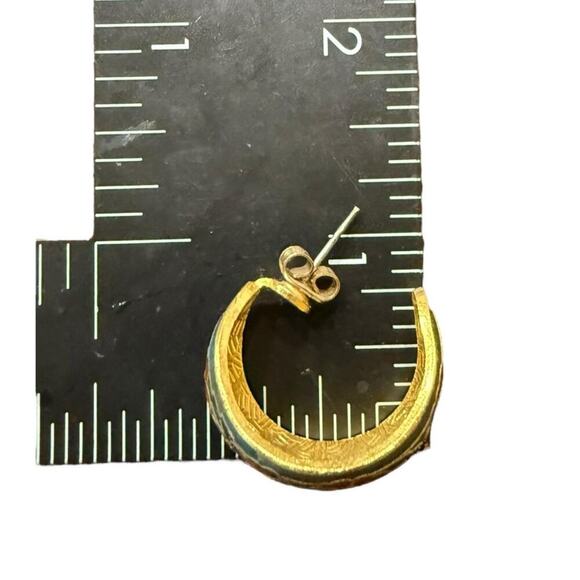 Vintage Floral Cloisonné Earring Retro 1980s - Picture 3 of 4